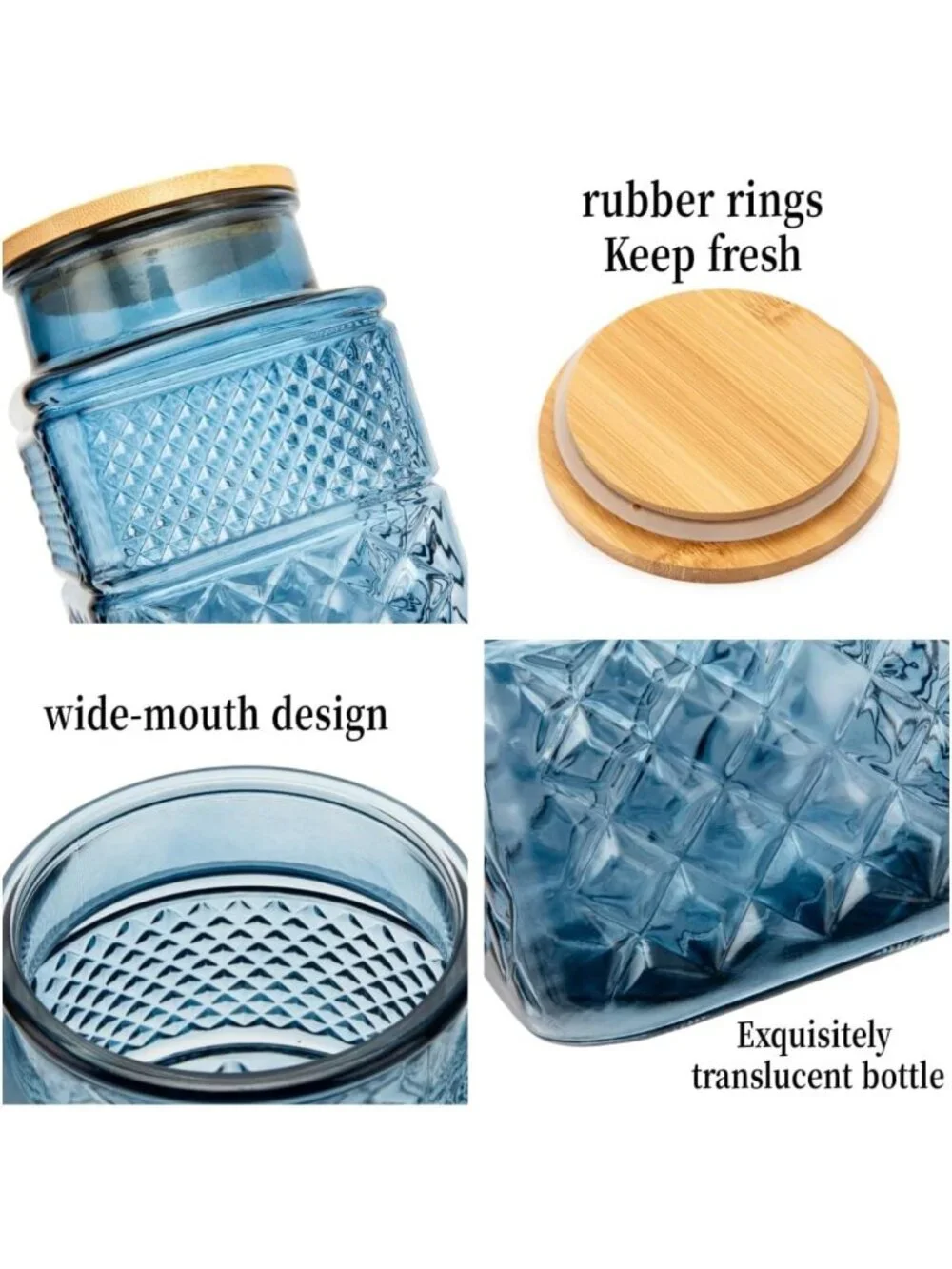 Set of 2 Large Airtight Glass Storage Jars with Bamboo Lids - Perfect for